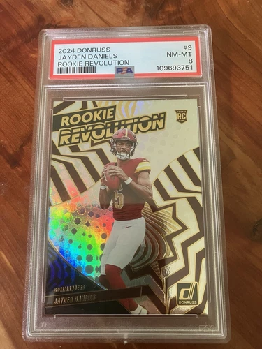 Commanders Jayden Daniels Donruss Rookie Revolution PSA 8