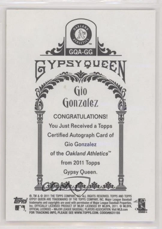 2011 Topps Gypsy Queen Auto Gio Gonzalez #GQA-GG Auto - Image 2 of 2