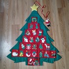 Vtg Holiday Advent Calendar Christmas Tree With Attached Santa Place Holder 28"