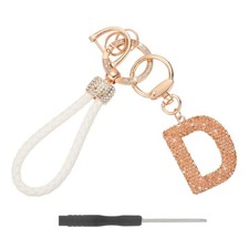 Initial Letter Keychain Letter D - Initial Wristlet KeyChain Champagne
