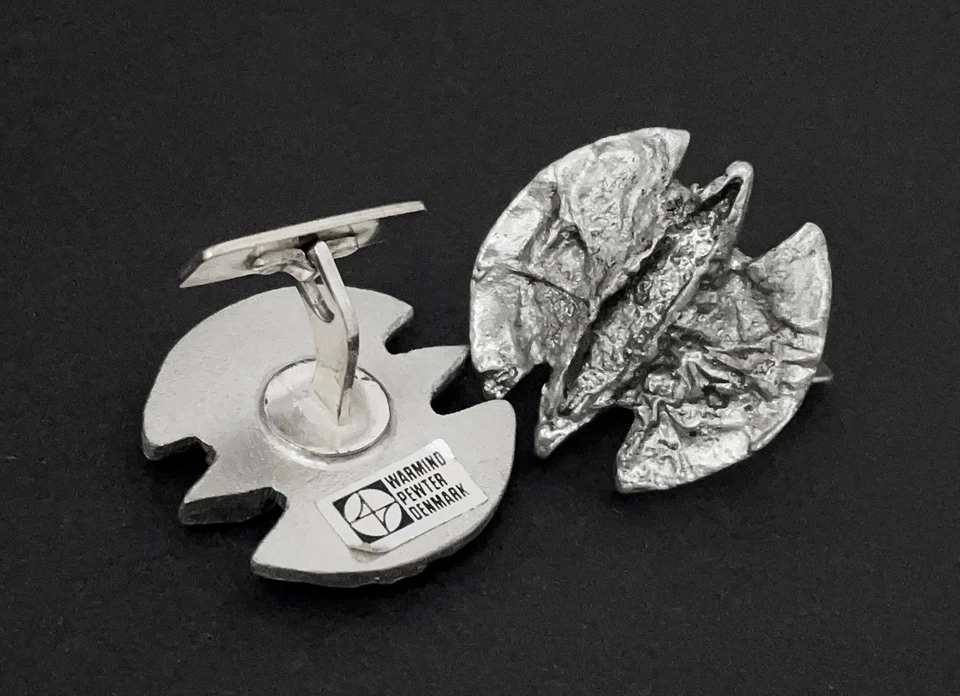 GEMELOS DE PELTRE BRUTALISTAS DE DINAMARCA VINTAGE POUL WARMIND MODERNISTAS DANESES Foto 3 de 4