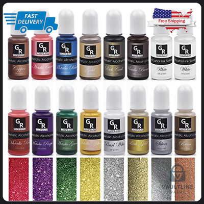 18 Piece Metallic Alcohol Ink Set for Resin Art and Fluid Painting