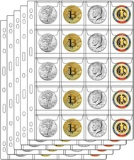 20-Pocket Coin Pages for Collectors, Standard 9-Hole Coin Collection Pages fit M