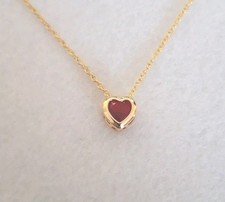New Ruby  Colour Heart Charm Pendant Necklace  With 18k Gold Plated 18" Chain