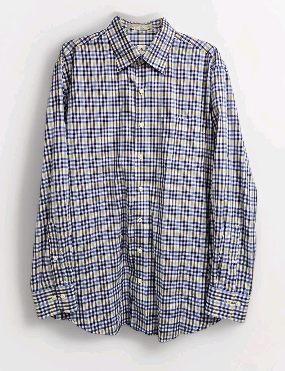 Peter Millar Blue Yellow Gingham Button Down Shir… - image 1