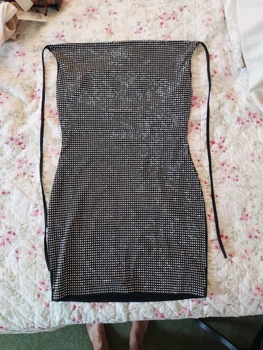 Vestido Halter Thirty Thirty L A Negro Estrás Adornado Disco Negro Talla Med - Imagen 9 de 18