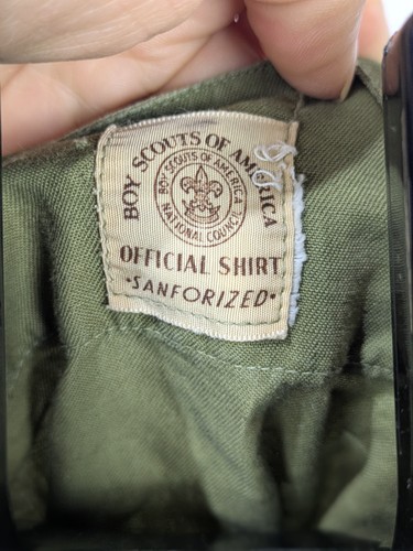 Vintage Boy Scouts Of America Shirt BSA Green 60s 70s Sanforized Uniform Shirt - Picture 10 of 13