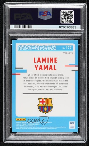 2023-24 Donruss FIFA Optic Rated Holo Prizm Lamine Yamal PSA 10 GEM MT Rookie RC - Picture 2 of 3
