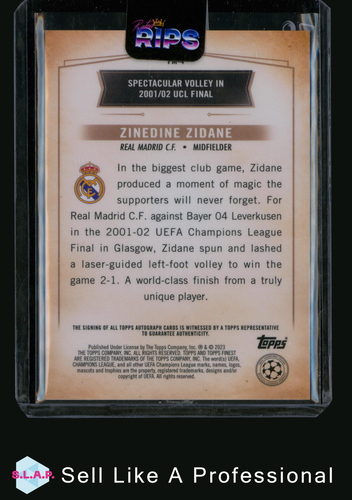ZINEDINE ZIDANE REAL MADRID MOMENTS AUTO /100 TOPPS FINEST UCC - 2023 ENGLISH - Picture 2 of 2