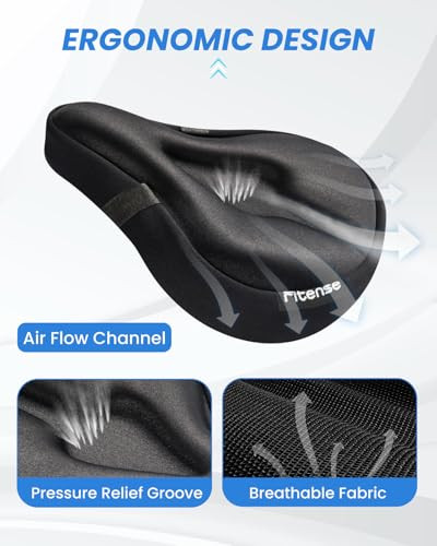 Bike Seat Cushion, Comfort Bike Seat Cover for Men Women, Exercise Black Large - Bild 6 von 7
