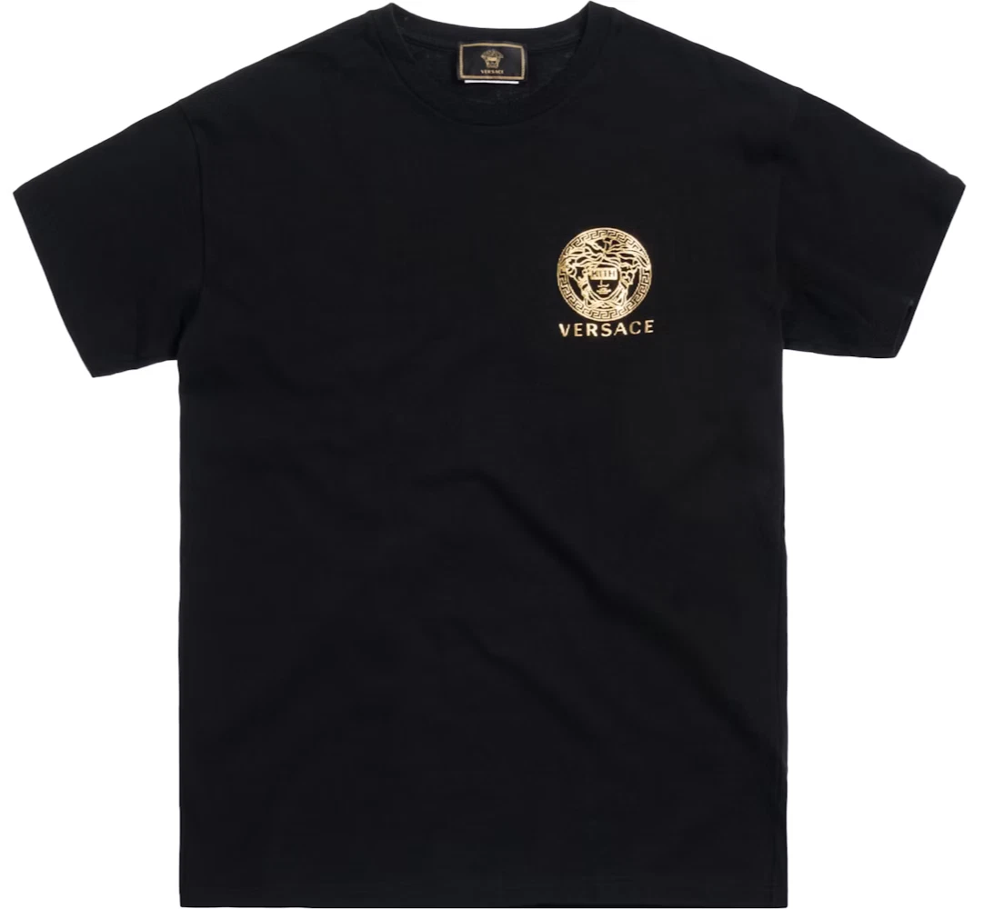 KITH x Versace Black Gold Mini Medusa Logo Cotton Short Sleeve T