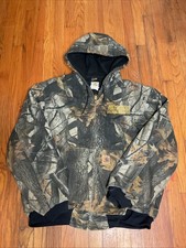Vintage Carhartt J144 CMO Faded Real Tree Camo Hooded Bomber Jacket XL