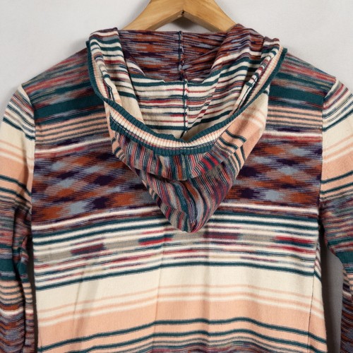 Suéter BKE Mujer Talla Mediana Multicolor Rayas Frente Abierto Cárdigan con Capucha Plumero - Imagen 4 de 8
