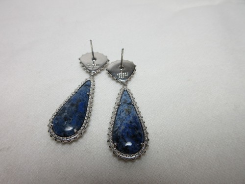 KENDRA SCOTT OHRRINGE SILBERFARBEN BLAUER STEIN BAUMELN #8 - Bild 5 von 7
