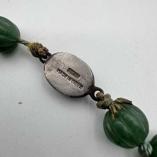 Autentica collana di perle annodate a mano cloisonné giada verde argento esportazione cinese - Foto 7 di 11