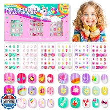 144 Pieces 6 Pack Kids Press on Nails Artificial Fake Nails for Kids Girls Pr