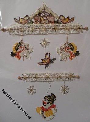 PLAUENER SPITZE Windspiel Fensterbild WEIHNACHTEN Fensterdekoration SCHNEEMANN PLAUENER SPITZE Windspiel Fensterbild WEIHNACHTEN Fensterdekoration SCHNEEMANN
