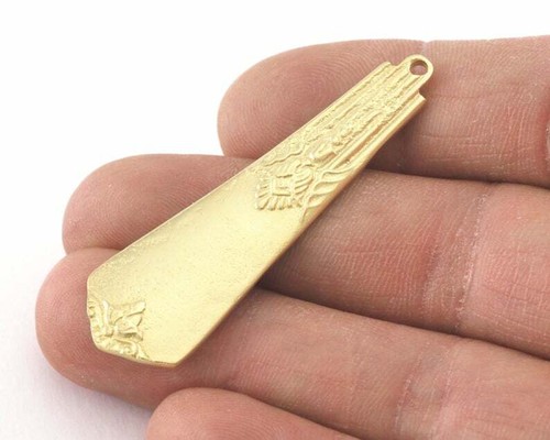 Spoon Pendant Flower Patterned Raw brass Motif Rustic Floral - Bild 8 von 13