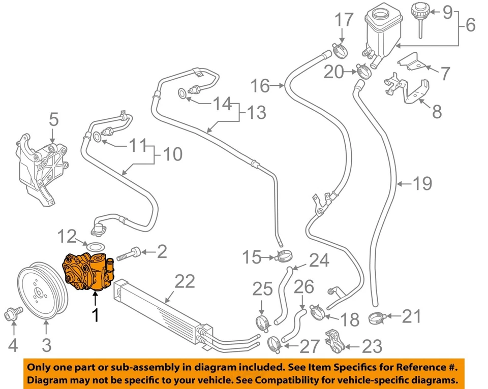 Used Power Steering Pump fits: 2014 Volkswagen Touareg 3.6 Grade A Foto 3 de 4