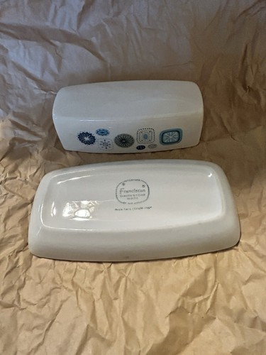 Antique 1960s Del Mar by Franciscan Atomic Elegance 1/4 Lb Covered Butter Dish - Picture 3 of 6