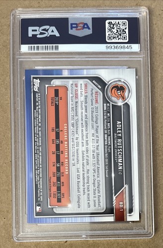 2019 Bowman Draft Adley Rutschman rookie card PSA 10 Baltimore Orioles RC - Picture 2 of 2