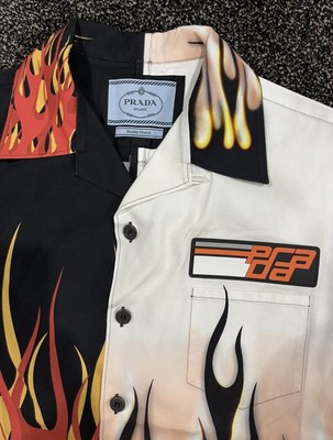 Prada Flames Double Match Bowling Shirt Button Up SS20 2020 SIZE