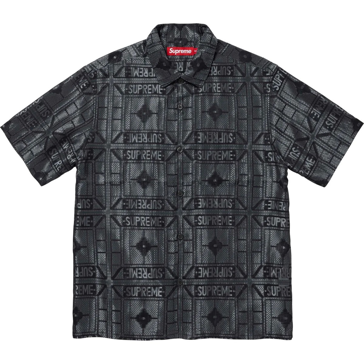 Supreme Tray Jacquard S/S Shirt Black Red Tan 3colors SS24