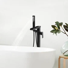 Freestanding Bath Tap, Tap with Hand Shower, Black Bath Tap For Bathroom