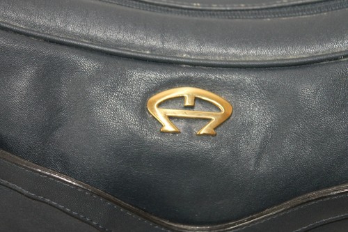 Bolso de Hombro Etienne Aigner Vintage Cuero Negro Cartera Doble Compartimentos - Imagen 3 de 8