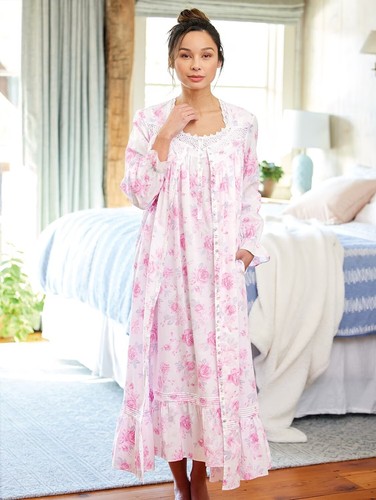 Eileen West Pink Roses Cotton Lawn Robe Rose REGULAR/PLUS LIMITED DEAL! - Picture 4 of 6