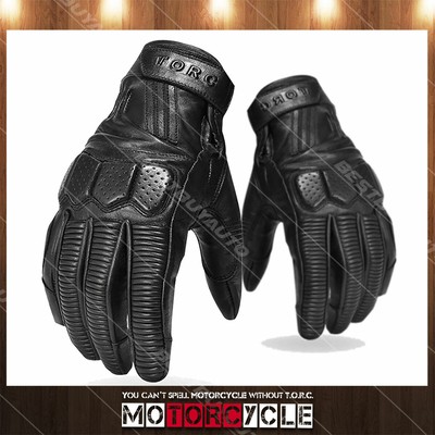Leather Glove Retro Rider Motorcycle Gloves Moto Racing Black Hawthorne XL Pair
