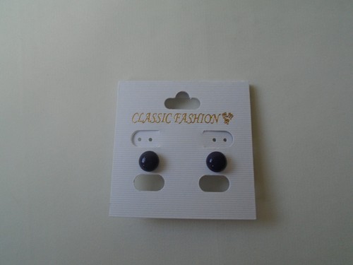 Pendientes de tachuelas con cúpula de esmalte marino talla 7 mm nuevos - Imagen 2 de 2