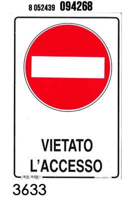 Cartello cm 30x12 PVC Adesivo morbido E Vietato laccesso agli Animali