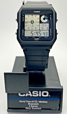 Casio LF20W-1A Digital Analogue World Time Alarm Stopwatch Black Retro Look LF20W-1A | Casio Digital Watch | Stylish and Resilient | Casio main image 4