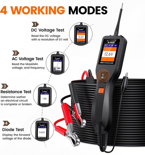ANCEL PB50 Sonda de Circuito Probador de Batería Diagnóstico Eléctrico AC DC Herramienta de Voltaje - Imagen 3 de 13