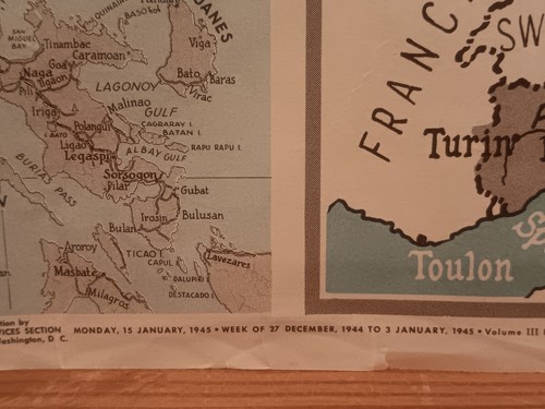 HUGE 15 January 1945 Vintage WW2 NEWSMAP "GERMANY AND ITS APPROACHES", Eastern - Picture 5 of 5