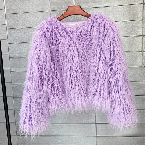 Short Fit Women Shaggy Faux Fur Coat Winter Warm Jacket Fluffy Cardigan Outwear - Bild 50 von 53