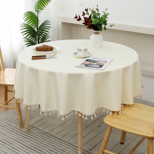 Round Table Cloth PVC Plastic Kitchen Tablecloth Oilproof Fabric Table Cover NEW - Picture 15 of 20