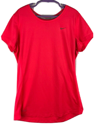 Nike Shirt Girls Size Medium Pink Dri-Fit Bright Short Sleeve Breathable Youth - Picture 1 of 2