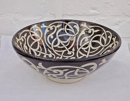 HAND PAINTED CERAMIC WASH BASIN * BLACK & WHITE * FES POTTERY * 2 SIZES - Picture 13 of 21