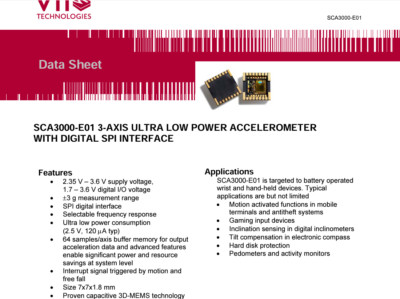 VTI SCA3000-E01   3 axes accelerometer (EOL product)
