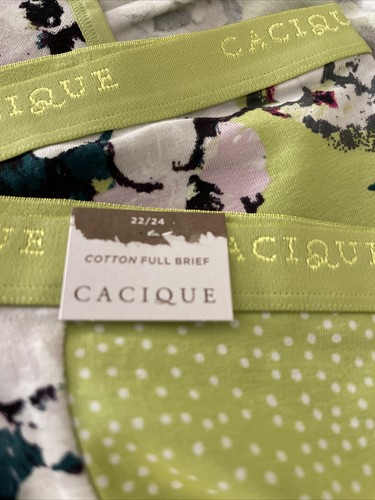 NWT LANE BRYANT CACIQUE COTTON FULL BRIEF PANTY LIME GREEN FLORAL PLUS 22/24 - Picture 7 of 8
