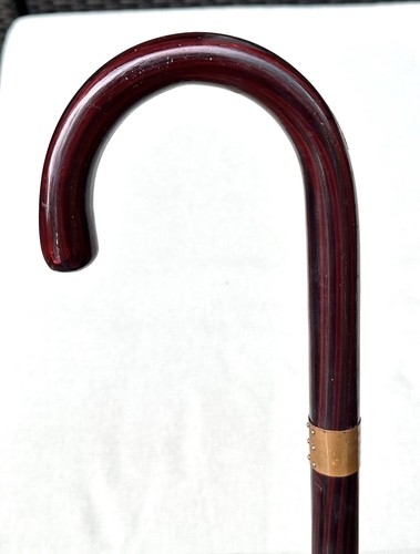Vintage Antique 1956 Masonic Lodge Cherry Wood Crook Handle Walking Stick Cane - Picture 3 of 12