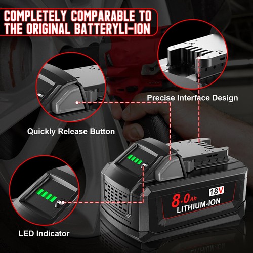 Battery For Milwaukee for M18 18V 6.0AH Extended Lithium 48-11-1880 Charger - Picture 3 of 17