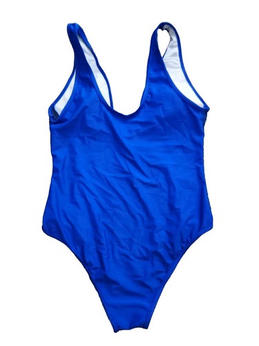 Costume da bagno donna unico pezzo grande rete blu reale lati collo a V profondo tuffo sexy... - Foto 3 di 3