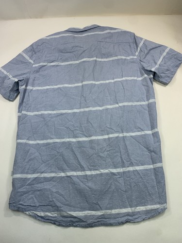 Quiksilver Shirt Mens Large Blue Striped Short Sleeve Button Up Casual - 第 6/12 張圖片