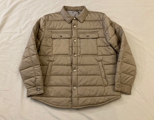 REISS Men's Chasey Light Quilted Snap Puffer Jacket, in Stone Beige, Size XL - Picture 2 of 11