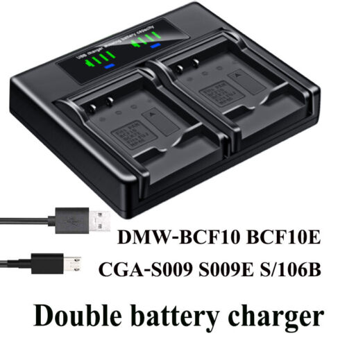 Dual Battery Charger For Panasonic DMW-BCF10 BCF10E BCF10PP CGA-S009 S009E 106B