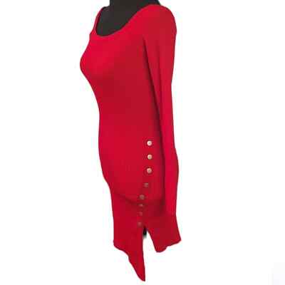 red bodycon sweater dress Women'S Long Sleeve Bodycon Sweater Dress V Neck Cable Knit Slit Midi  Dresses with Belt Wine Red L