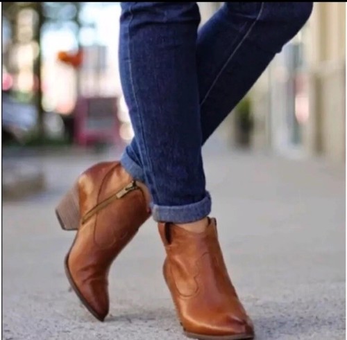 FRYE REINA BOOTIE Women's Western Leather Dress Boot - Cognac (Brown) US Size8.5 - Picture 2 of 10